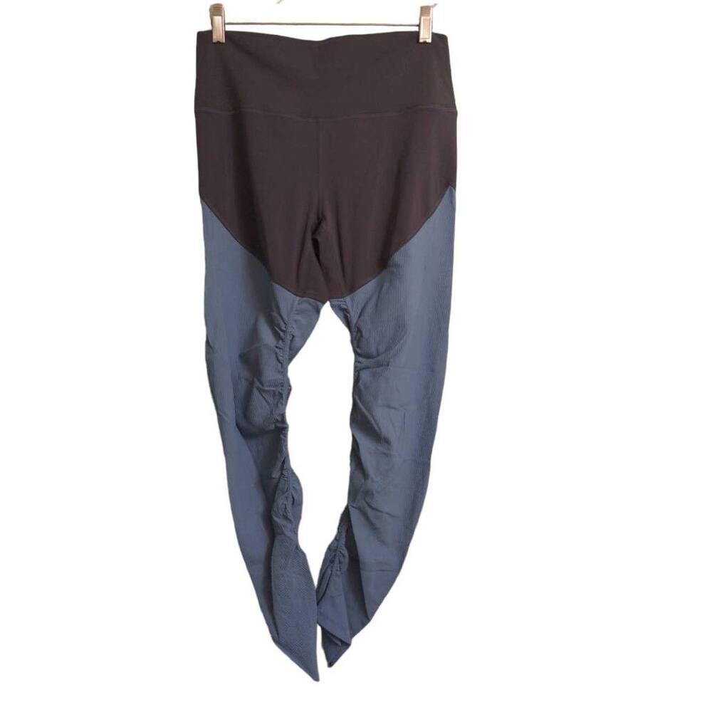 Zyia Active Womens Leggings Pants Blue Black Mid Rise Stretch Workout 8-10 (M)